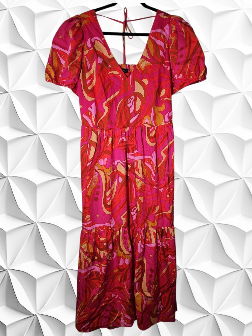 ​1. STATE Abstract Psychedelic Print Tiered Maxi Dress - Size XL - NWT